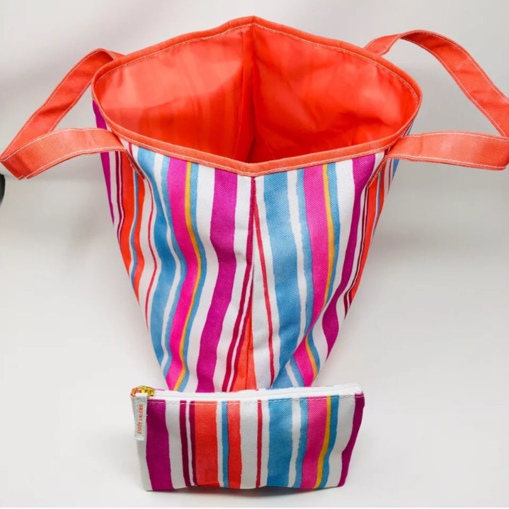New 2 Piece Rainbow Stripe Tote Bag - Picture 7 of 7